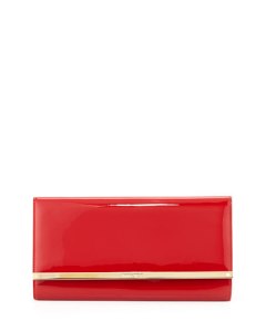 jimmy choo maia large patent wallet clutch bag in red