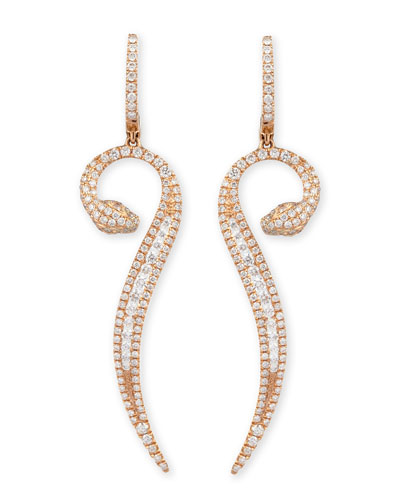 roberto coin 18k rose gold diamond snake earrings