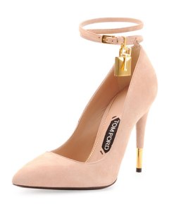 tom ford suede ankle lock pump in wild rose